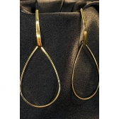 Brinco Grande de Fio e Gota Vazada Banhado em Ouro 18k - Dourado