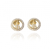 Brinco Mini Zircônias de Nossa Senhora Banhado em Ouro 18k - Dourado