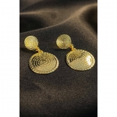 Brinco Médio Medalha Pai Nosso Banhado em Ouro 18k - Dourado