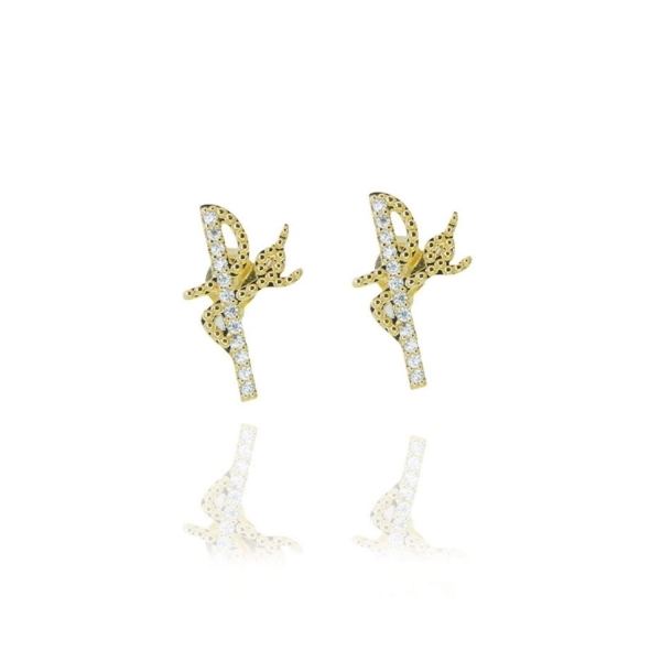 Brinco Fé com Zircônias Banhado em Ouro 18k - Dourado