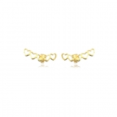 Brinco Ear Cuff Mini Corações Vazados Banhado em Ouro 18k - Dourado