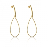 Brinco Grande de Fio e Gota Vazada Banhado em Ouro 18k - Dourado