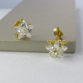 Brinco Estrela Grande com Zircônia Banhado em Ouro 18k - Dourado