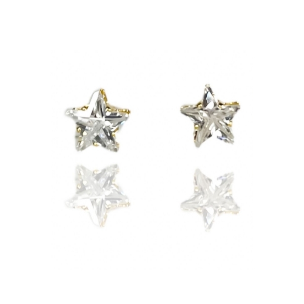 Brinco Estrela Grande com Zircônia Banhado em Ouro 18k - Dourado