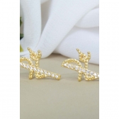 Brinco Fé com Zircônias Banhado em Ouro 18k - Dourado