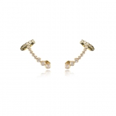 Brinco Ear Cuff com Piercing Fake e Zircônias Branca Banhado em Ouro 18k - Dourado