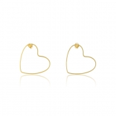Brinco Médio com Coração Vazado Horizontal Banhado em Ouro 18k - Dourado