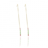 Brinco Fio de Corrente de Zircônias Coloridas Sortidas Banhado em Ouro 18k - Dourado
