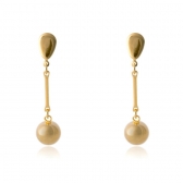 Brinco Médio com Fio e Bola Dourada Banhado em Ouro 18k - Dourado