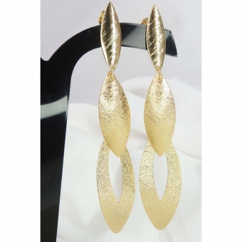 Brinco Grande de Folhas Sobrepostas Banhado em Ouro 18k