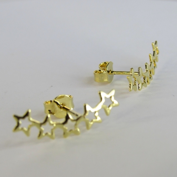 Brinco Ear Cuff Estrelas Pequenas Banhado em Ouro 18k - Dourado